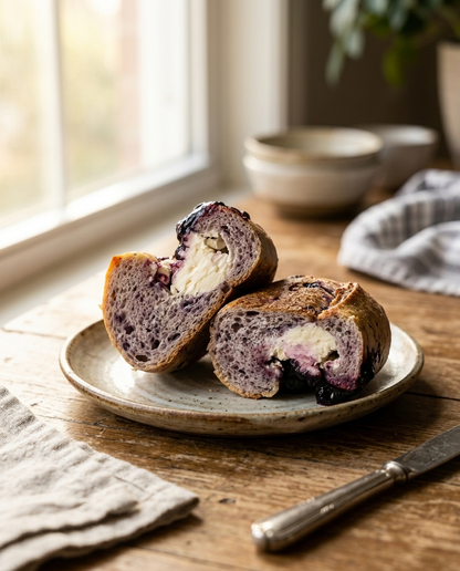 Organic Blueberry Cream Cheese Bread (蓝莓乳酪软欧)
